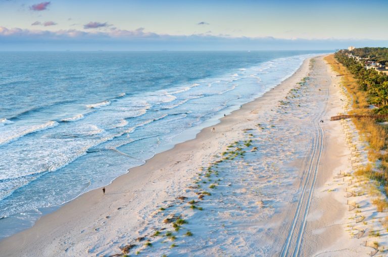 A Beach With Crashing Waves on the SHore