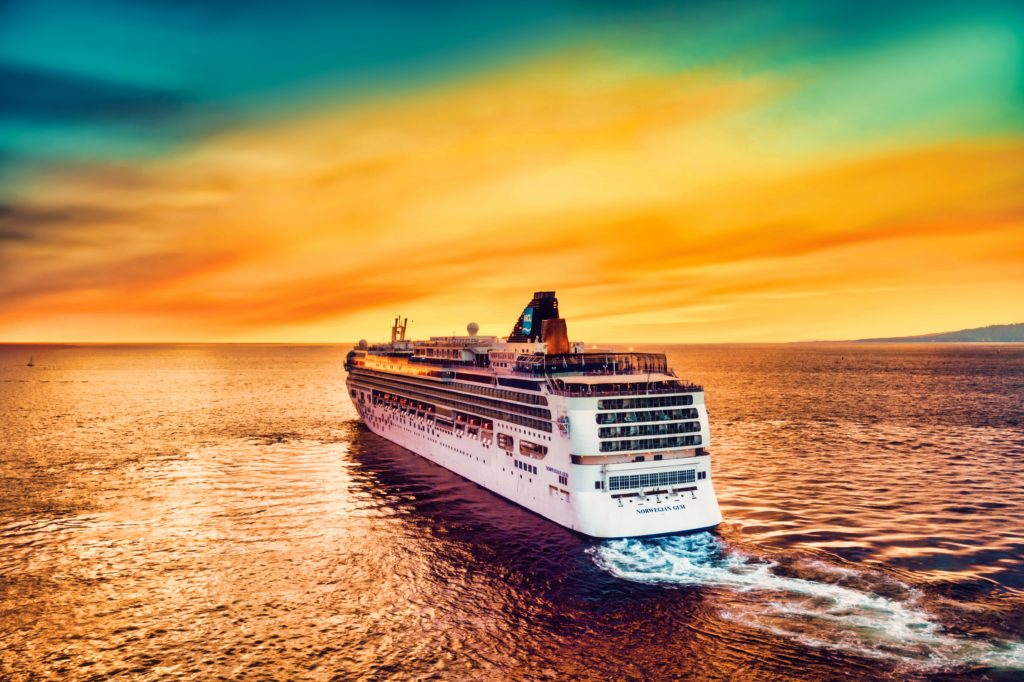 A Cruise Ship Shot on Yellowish Hue of the Sky