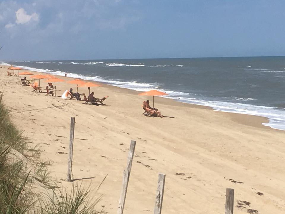 A Beach With a Bunch of People Sitting